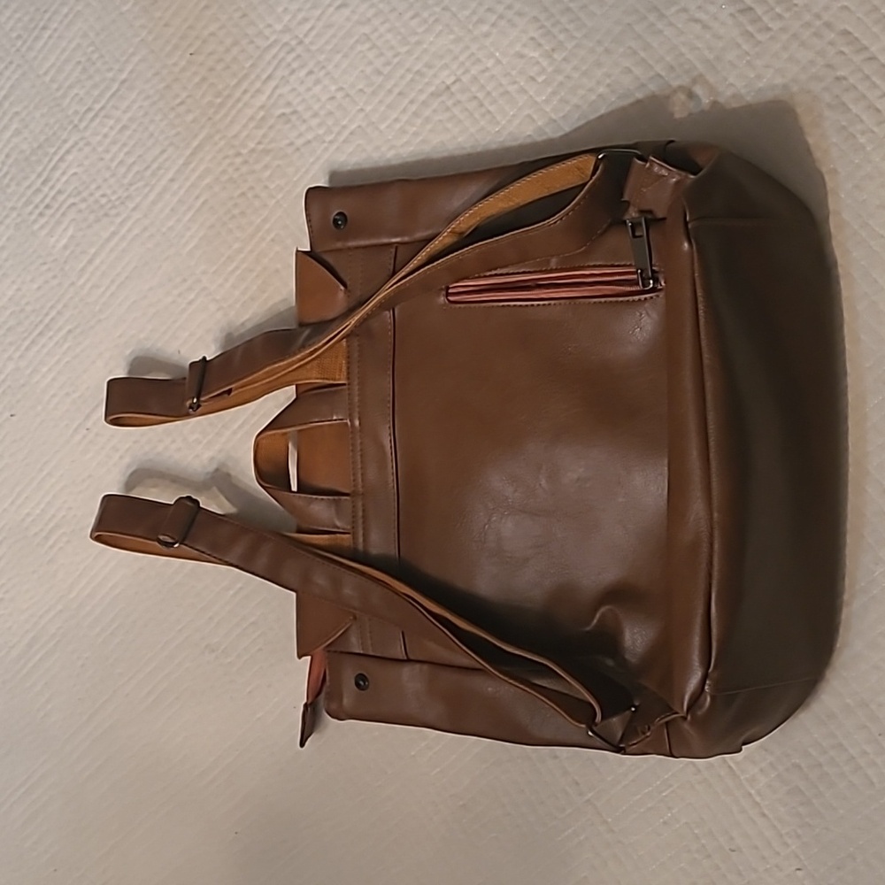 Zebella Genuine Leather Backpack – Tan Brown, Buckle Flap Style - Picture 9 of 9